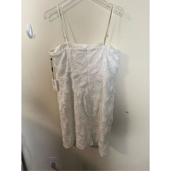 Calvin Klein Womens Dress Sleeveless Strapless 14 White Mini Rose Texture Zip We - Picture 5 of 5